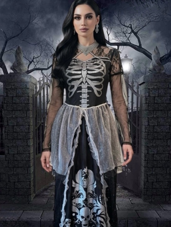 Partyholic Dresses & Skirts - Skeleton Queen Gothic Halloween Costume